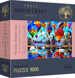 TREFL Wood Craft Origin – Színes léghajók fa puzzle, 1000 darab