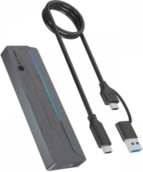 Külső ház M.2 NVMe és SATA SSD-hez RGB világítással, USB 3.2 Gen 2 (10 Gb/s)