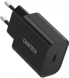 Hálózati USB‑C töltő CHOETECH 20W PD gyorstöltő (fekete)