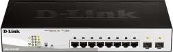 D-Link DGS‑1210‑08P gigabites PoE okos switch 8× RJ‑45 és 2× SFP