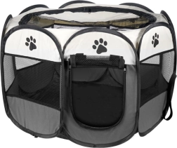Összecsukható elkerítés kutyáknak és macskáknak - szürke