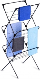 Összecsukható fém ruhaszárító, fekete, 61 × 58 × 136 cm