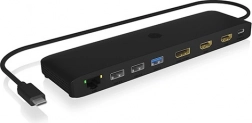 Icy Box USB‑C dokkoló állomás 12 az 1‑ben, háromszoros videokimenettel, HDMI, DisplayPort, LAN és USB