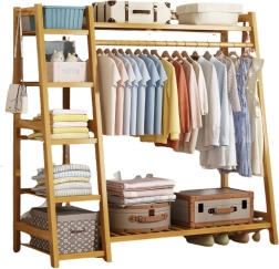 Bambusz ruhatartó állvány 5 polccal – 130 cm