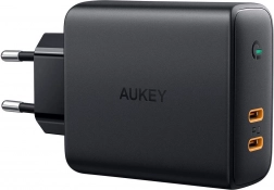 Aukey PA-D5 GaN hálózati töltő 2× USB‑C Power Delivery 63 W Dynamic Detect technológiával