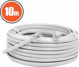 6P4C–6P4C telefonkábel, 10 m, fehér