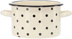Zománcozott fazék 2 l, 16 cm, fehér pöttyökkel