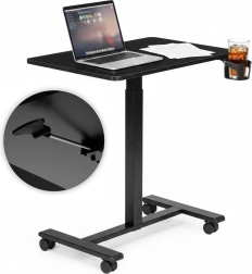 Mobil, magasságában állítható asztal 70 × 48 cm italtartóval, fekete ModernHome