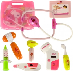 Orvosi készlet bőröndben hatásokkal rózsaszín