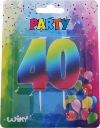 Szivárványos 40-es számú születésnapi gyertya