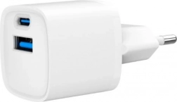 Mini USB‑A/USB‑C 20 W töltő PD és QC 3.0 támogatással – fehér