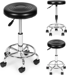 Forgatható kozmetikai és egészségügyi szék háttámlával, fekete ModernHome