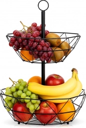 Kétszintes fém gyümölcskosár – fekete geometrikus állvány