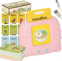 Elektronikus angoltanító kártyaolvasó, 112 hangos kártya, rózsaszín