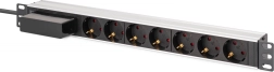 Rack PDU elosztó 19"-hoz kapcsolóval és C 16 A kismegszakítóval, 7x Schuko, 1,8 m kábel, alumínium