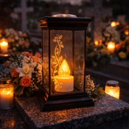 Napelemes lámpás LED gyertyával 14 × 14 × 28 cm – 1 db