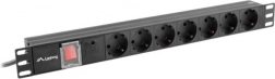 PDU 19" rack tápszalag 1U 10A 7× SCHUKO 2 m fekete C14