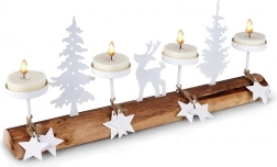 Fehér fa gyertyatartó 4 teamécseshez 40 × 6 × 16,5 cm