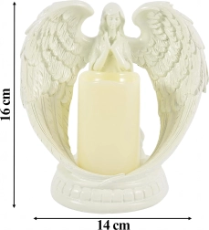 Dekorációs angyal LED gyertyával, 16 cm