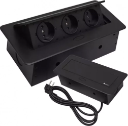 Süllyesztett hármas konnektor munkalapba IZOXIS, fekete