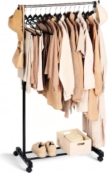 Fém ruhafogas állvány kerekeken, 140 cm