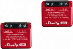 Shelly 1PM Mini Gen3 – 2 darabos készlet okos Wi‑Fi/Bluetooth kapcsolókból