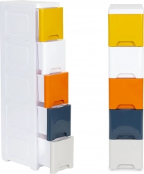 játéktároló és fürdőszobai szervező 5 kihúzható fiókkal, kerekeken, modernhome