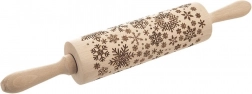 Fa dombornyomott tésztanyújtó henger hópelyhekkel 39 cm