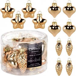 Arany színű üveg karácsonyi díszek 4–4,5 cm, 12 darabos készlet