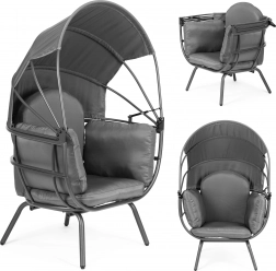 Állítható tetős napozóágy, szürke ModernHome