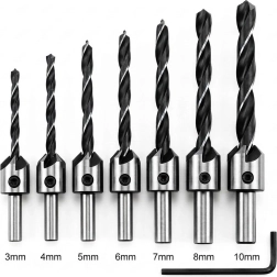 Faipari süllyesztőfúró-készlet, 3–10 mm