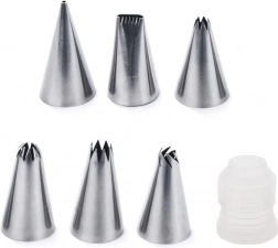 Cukrászati díszítőcső készlet adapterrel, 7 db