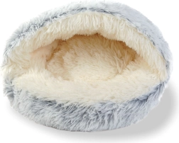 Kerek, plüss macskafekhely, 50 cm, szürke