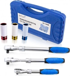 Teleszkópos racsnik készlete 1/4", 3/8", 1/2" + ütésálló fejek 17/19/21 mm