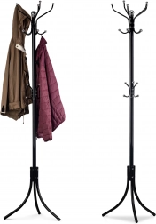 Álló ruhafogas 16 akasztóval, fekete fém, MODERNHOME