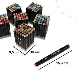 Kétvégű alkoholos markerek tokban, állvánnyal – 204