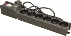 LESTAR túlfeszültségvédett hosszabbítós elosztó, 6 aljzat, 1,5 m, fekete