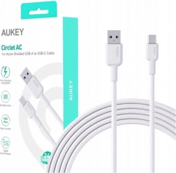 Aukey USB‑C – USB‑A kábel 1 m 60 W PD, fehér, nejlonszövet borítással