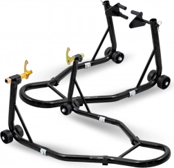 Első és hátsó motorkerékpár-emelő állvány készlet, acél, stabil és állítható, 250 kg