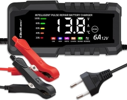 Mikroprocesszoros töltő 12 V 6 A javítófunkcióval AGM, GEL és LiFePO4 akkumulátorokhoz, LCD-vel