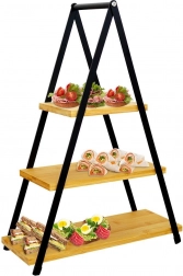 Háromszintes bambusz tálalóállvány 38 × 16,5 × 53 cm