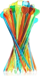 Színes koktélpálcikák szívecskével, 8 cm, 50 db