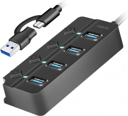 USB Hub 4 porttal, 3.2 Gen 1, fekete