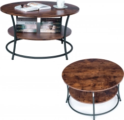 Kerek dohányzóasztal két polccal, ModernHome