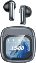AWEI TP100 vezeték nélküli fülhallgató Bluetooth 5.4 TWS ENC-vel és LCD kijelzős tokkal – fekete
