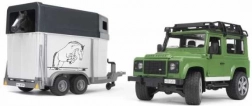 BRUDER LAND ROVER DEFENDER lószállító utánfutóval