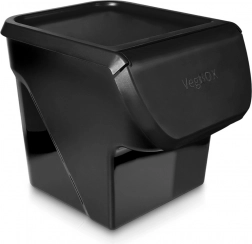 Fekete doboz gyümölcsnek és zöldségnek fedéllel, 13 l