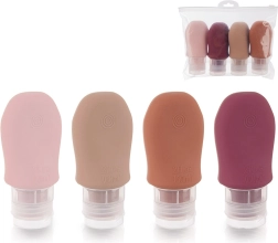 Utazási szilikon palackok tapadókoronggal tokban, 5 darabos készlet