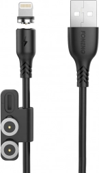 Mágneses töltőkábel 3 az 1-ben FONENG X62, USB USB‑C / Lightning / Micro USB-hez, 2,4 A, 1 m, fekete