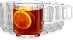 350 ml-es füllel ellátott pohár, 6 db-os készlet, bordázott üveg Vilde